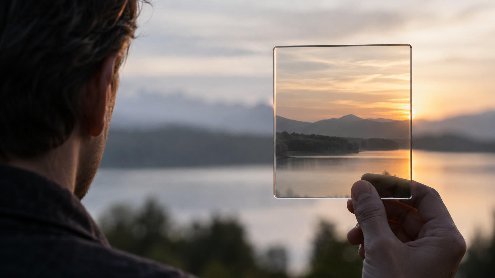 Une personne regarde un paysage à travers un filtre, illustration du rôle des croyances dans notre perception